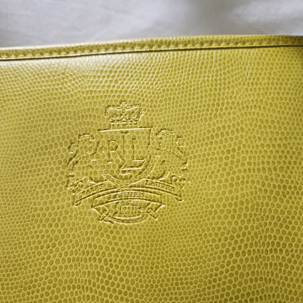 LAUREN RALPH LAUREN Tote Bag Leather Lemon Hand Bag - Picture 2 of 6